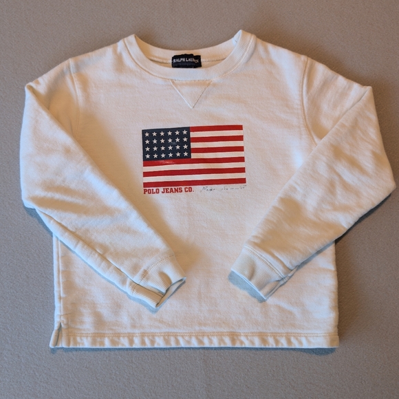Polo Ralph Lauren Other - Vintage Ralph Lauren Polo Jeans Co American Flag Crewneck Sweatshirt Kids Sz 6